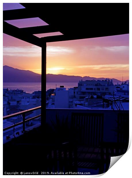 Sunset over Crete, Greece Print by Lensw0rld 