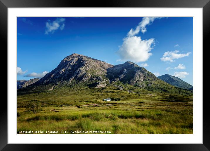 Blue skies over over Stob Dearg Framed Mounted Print by Phill Thornton