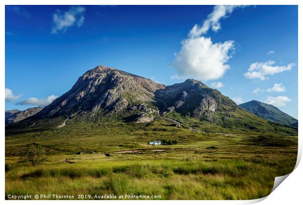 Blue skies over over Stob Dearg Print by Phill Thornton
