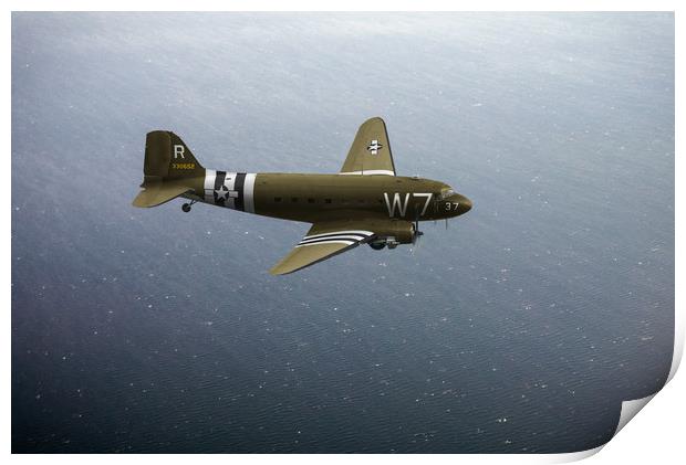 C-47 Skytrain over the Channel Print by Gary Eason