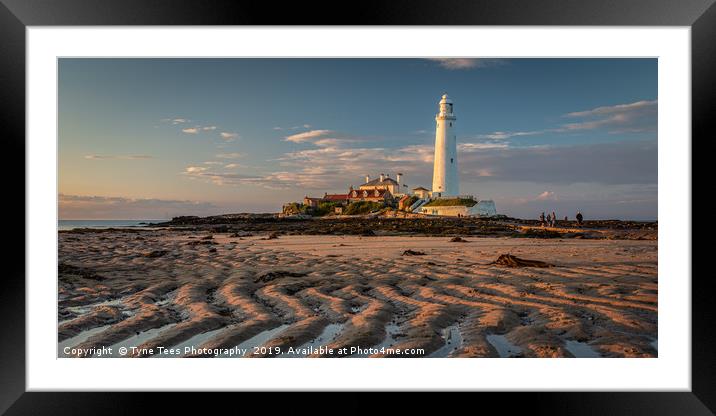 St Marys Lighthouse and Sand Ripples  Framed Mounted Print by Tyne Tees Photography