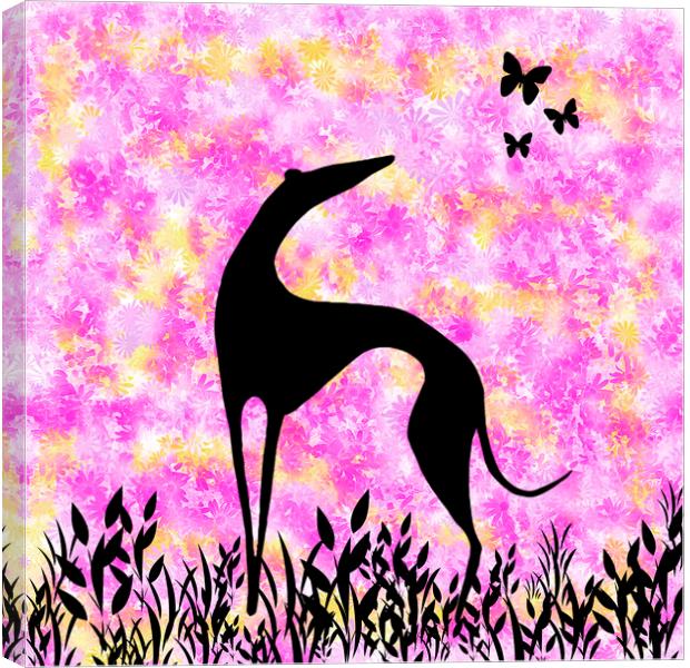 Greyhound Sighthound Silhouette Canvas Print by Donna Joyce