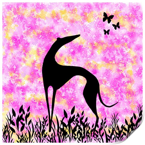 Greyhound Sighthound Silhouette Print by Donna Joyce