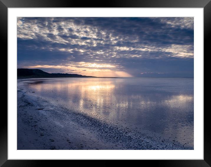 Whiteford Sands at Sunset. Framed Mounted Print by Colin Allen