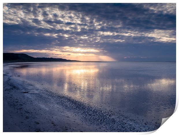 Whiteford Sands at Sunset. Print by Colin Allen