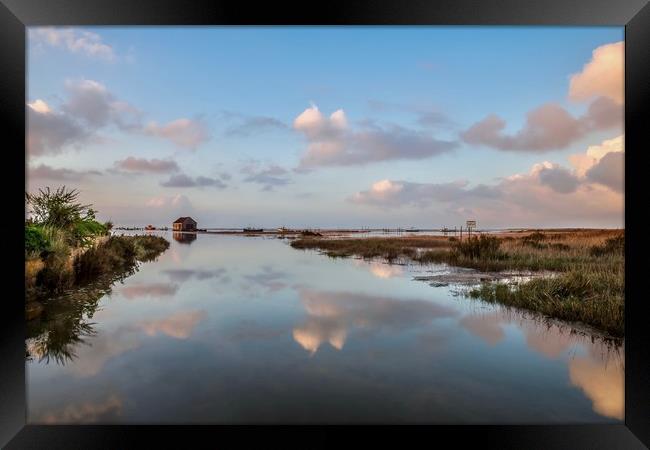 Reflections of sunset in a high Spring tide - Thor Framed Print by Gary Pearson