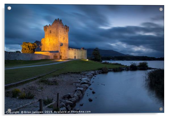 Ross Castle Evening Acrylic by Brian Jannsen