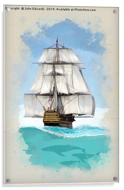Under sail Acrylic by John Edwards
