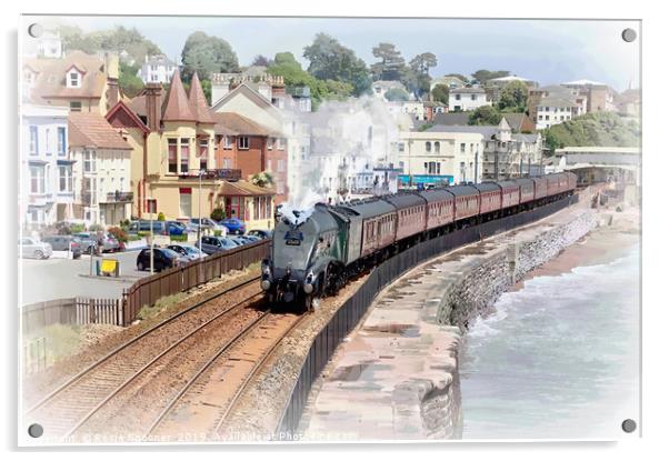 Steam train passing through Dawlish in South Devon Acrylic by Rosie Spooner