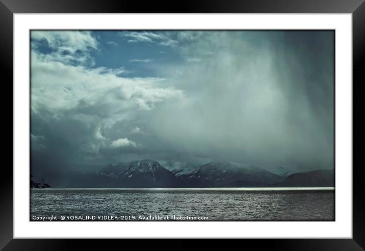 "Snow storm across the Norwegian mountains" Framed Mounted Print by ROS RIDLEY