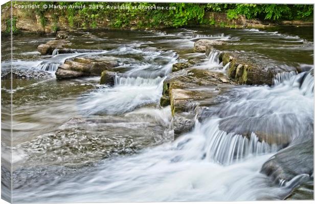 River Swale waterfalls at RIchmond, Yorkshire Canvas Print by Martyn Arnold