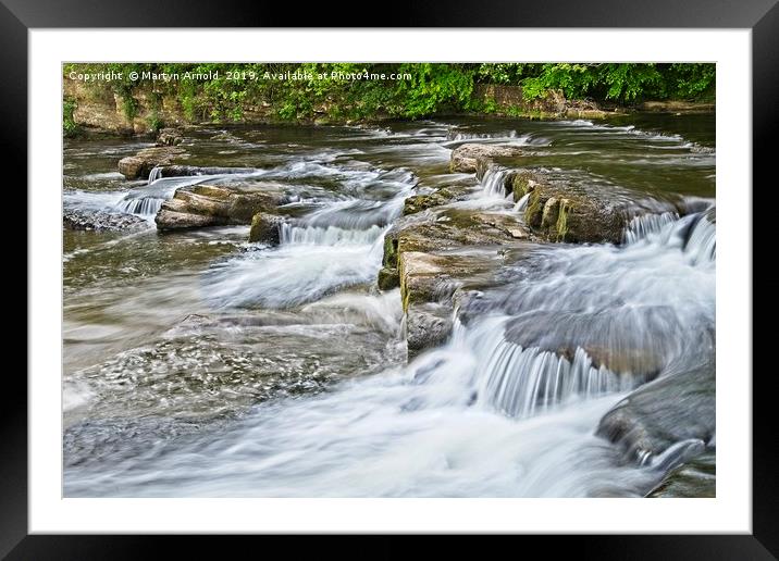 River Swale waterfalls at RIchmond, Yorkshire Framed Mounted Print by Martyn Arnold