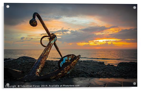 Sunset and Anchor Acrylic by Valentinas Kuras
