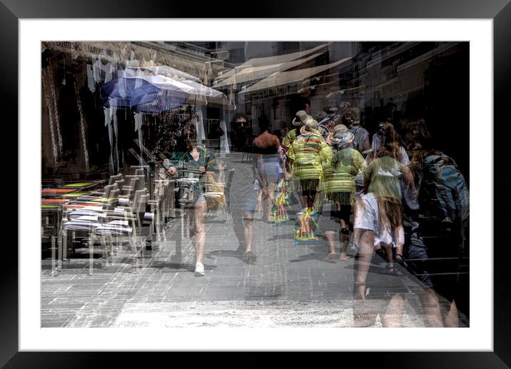 People busy in the street Framed Mounted Print by Jose Manuel Espigares Garc