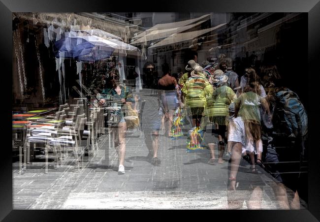 People busy in the street Framed Print by Jose Manuel Espigares Garc