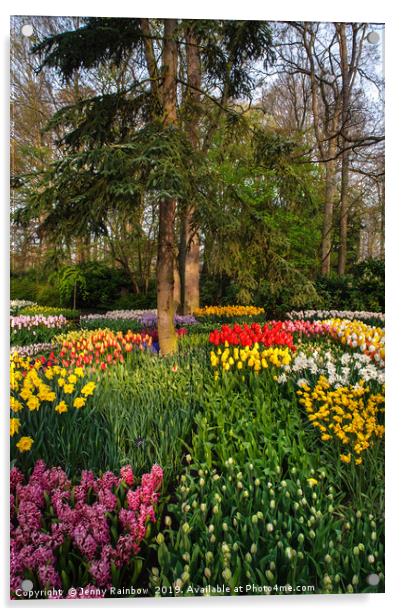 Colorful Floral Patches in Keukenhof Acrylic by Jenny Rainbow