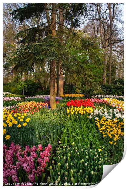 Colorful Floral Patches in Keukenhof Print by Jenny Rainbow