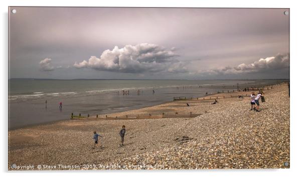 East Wittering Beach - Cloudy Day Acrylic by Steve Thomson