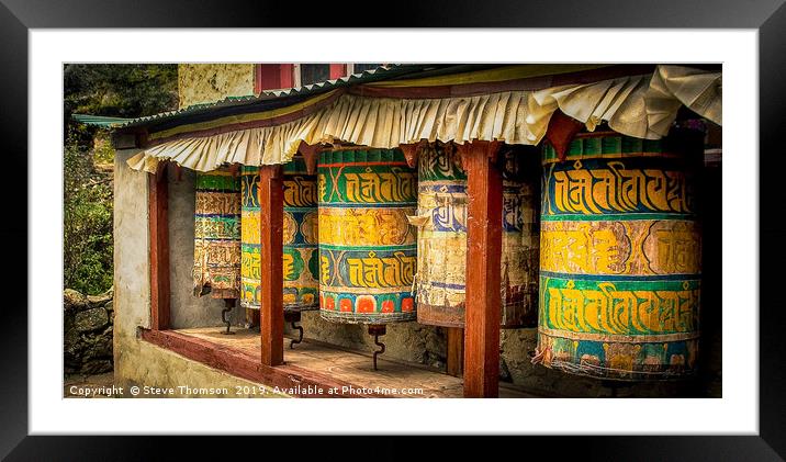 Prayer Wheels, Nepal Framed Mounted Print by Steve Thomson