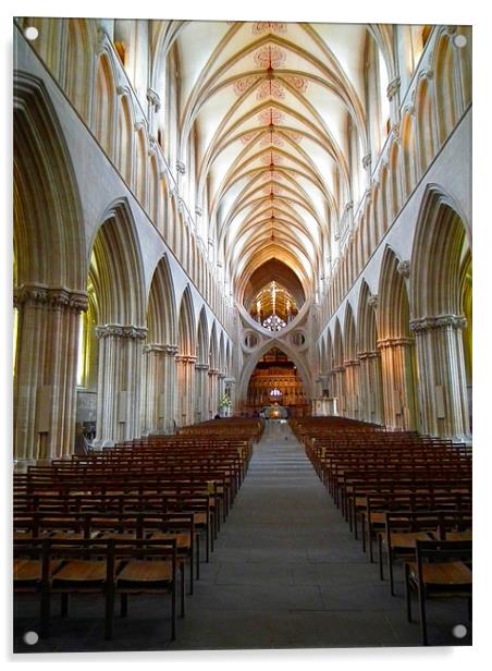 Inside Wells Cathedral Acrylic by kelly Draper