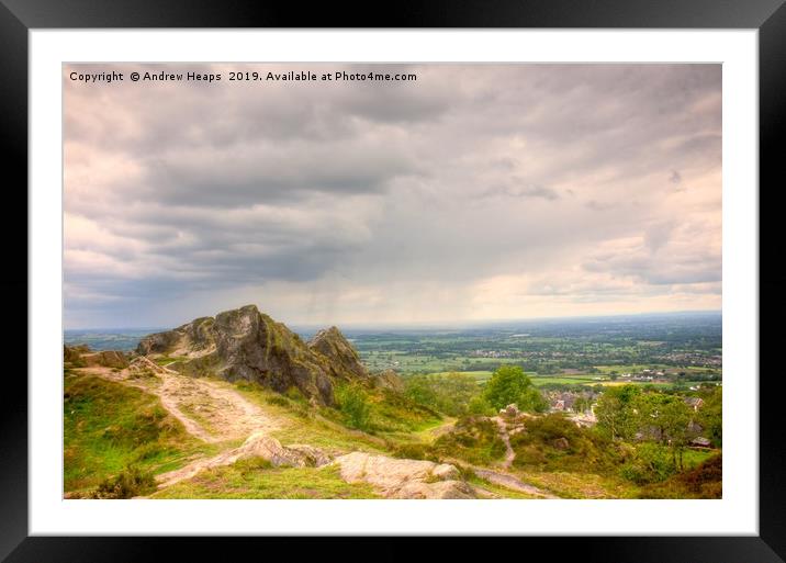 Cheshire view from Mow cop castle hill side Framed Mounted Print by Andrew Heaps