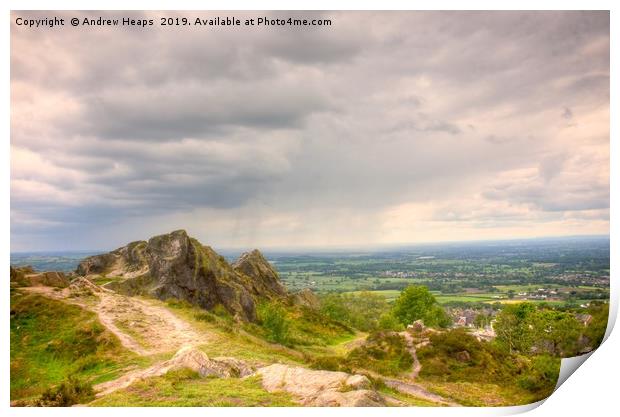 Cheshire view from Mow cop castle hill side Print by Andrew Heaps