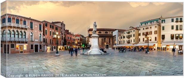 The St. Stephen square in Venice. Canvas Print by RUBEN RAMOS