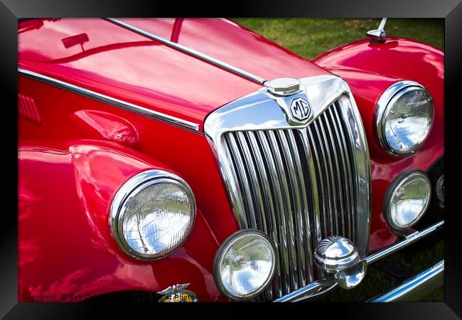 Red MGA Vintage Classic Sports Car Framed Print by Rob Cole