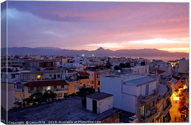 Sunset over Heraklion, Crete, Greece Canvas Print by Lensw0rld 