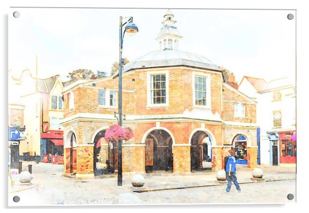 View of the Cornmarket building on Church street.  Acrylic by Kevin Hellon