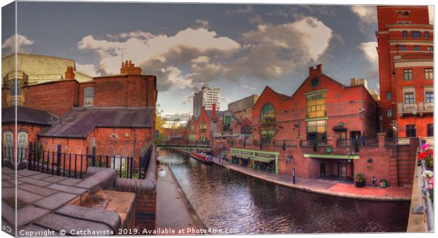 The Old and the New: Birmingham`s Canal Network Canvas Print by Catchavista 