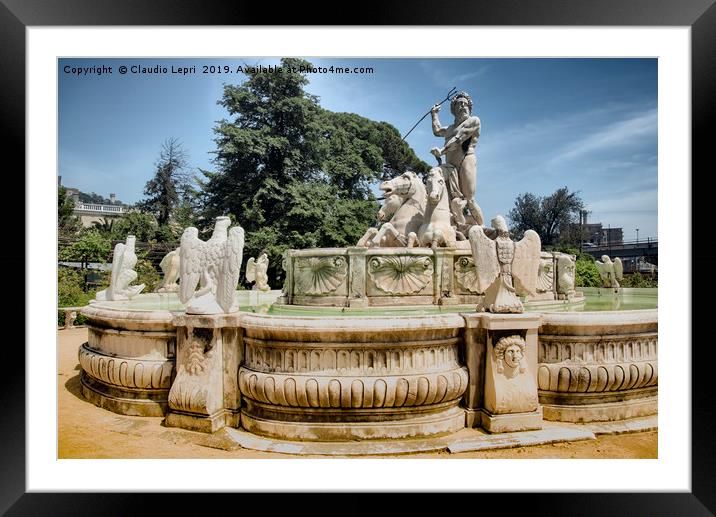 The Fountain of Neptune - Close-up Framed Mounted Print by Claudio Lepri