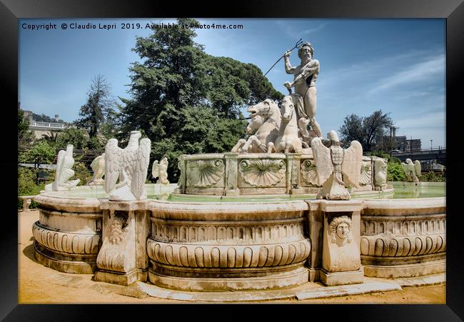 The Fountain of Neptune - Close-up Framed Print by Claudio Lepri