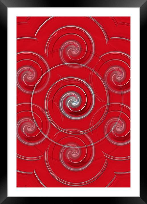 Red & Silver Swirl Framed Mounted Print by kelly Draper