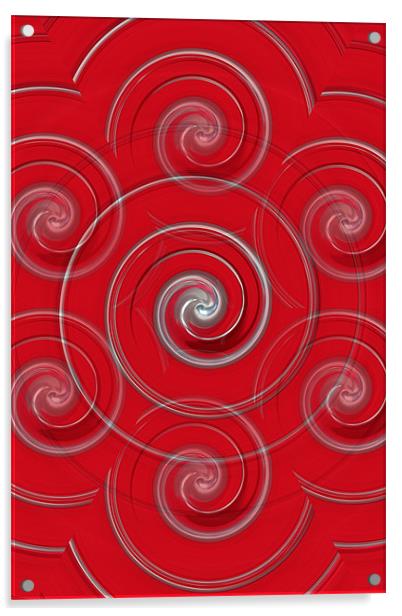Red & Silver Swirl Acrylic by kelly Draper