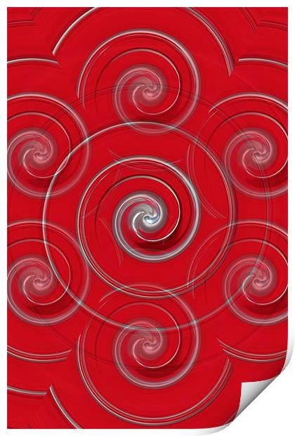 Red & Silver Swirl Print by kelly Draper