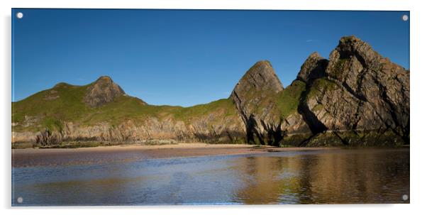 The rugged Three Cliffs Bay Acrylic by Leighton Collins