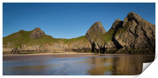 The rugged Three Cliffs Bay Print by Leighton Collins
