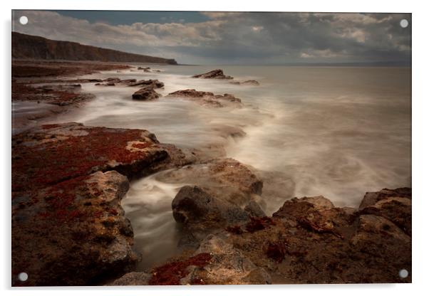 Dramatic sea at Monknash beach Acrylic by Leighton Collins