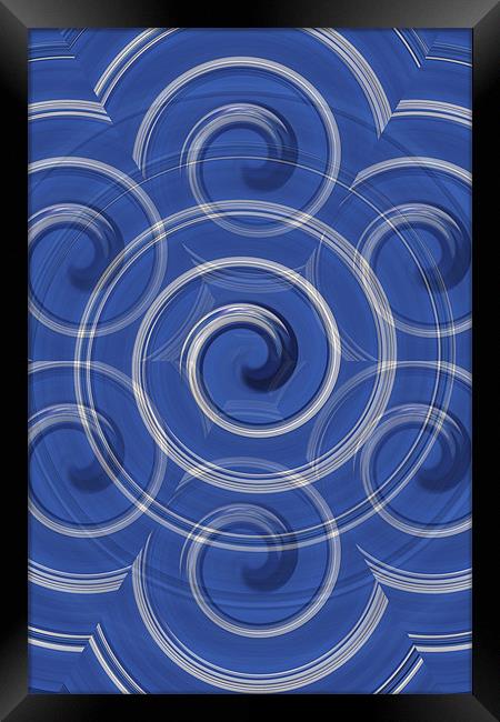 Blue & silver swirl Framed Print by kelly Draper