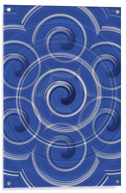 Blue & silver swirl Acrylic by kelly Draper