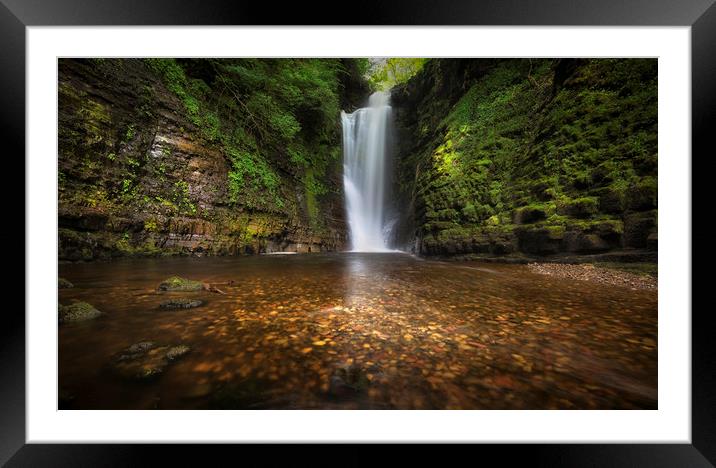Waterfall at Sgwd Einion Gam Framed Mounted Print by Leighton Collins