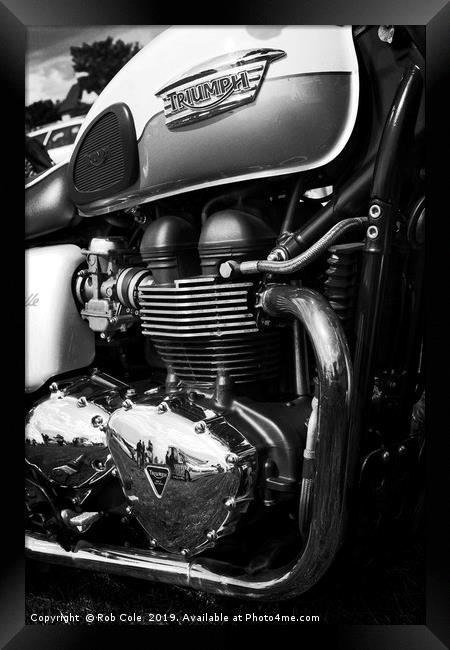 Triumph Bonneville Motorcycle Engine Framed Print by Rob Cole
