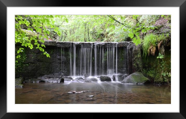 Waterfall at Knypersley pool Framed Mounted Print by Andrew Heaps