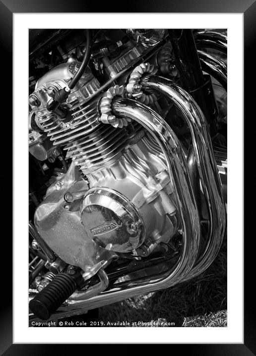 Honda 350 Four Motorcycle Engine Framed Mounted Print by Rob Cole