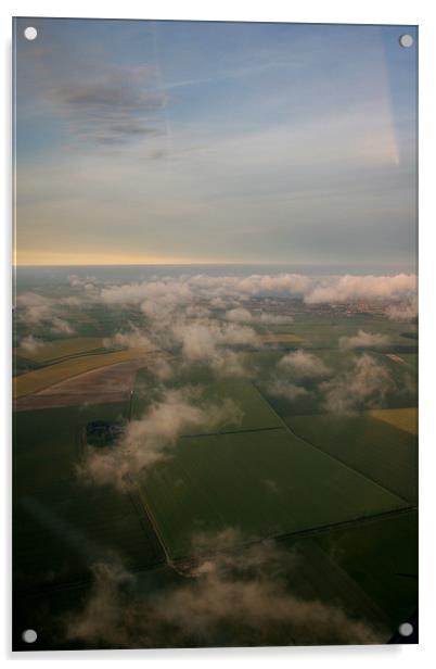 Fields Clouds and Sky Aerial Acrylic by Ben Gordon