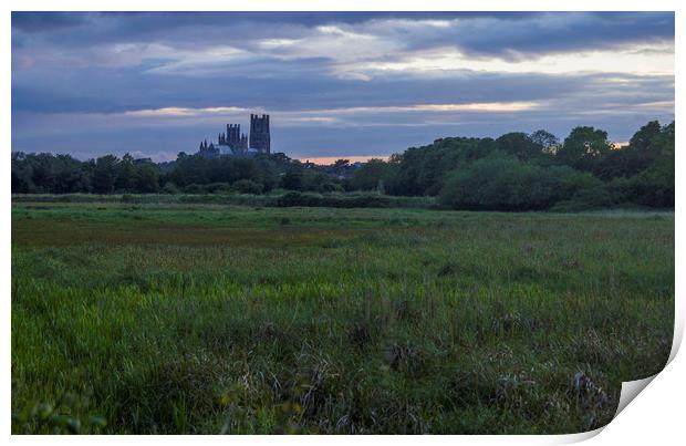 Ely Cathedral at Dusk Print by Kelly Bailey