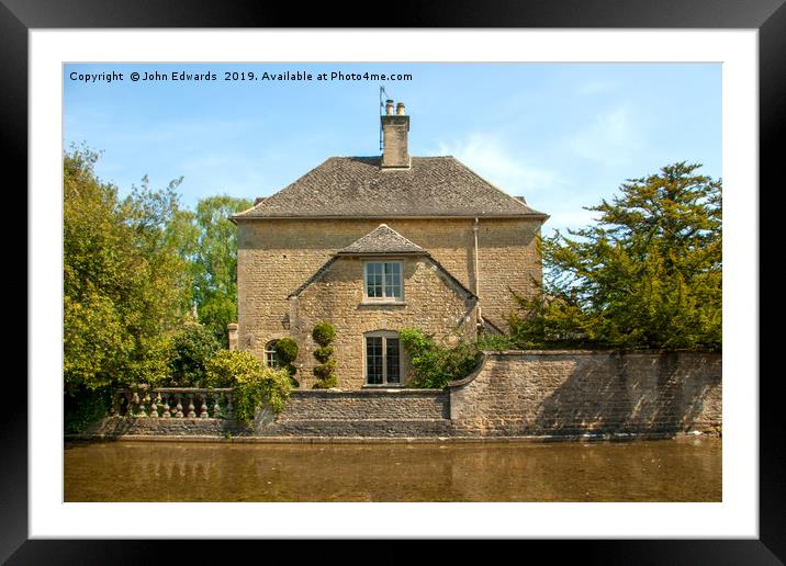 Riverside, Bourton-on-the-Water Framed Mounted Print by John Edwards