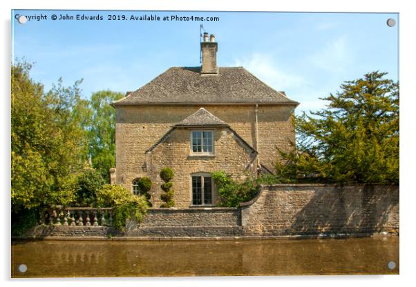 Riverside, Bourton-on-the-Water Acrylic by John Edwards