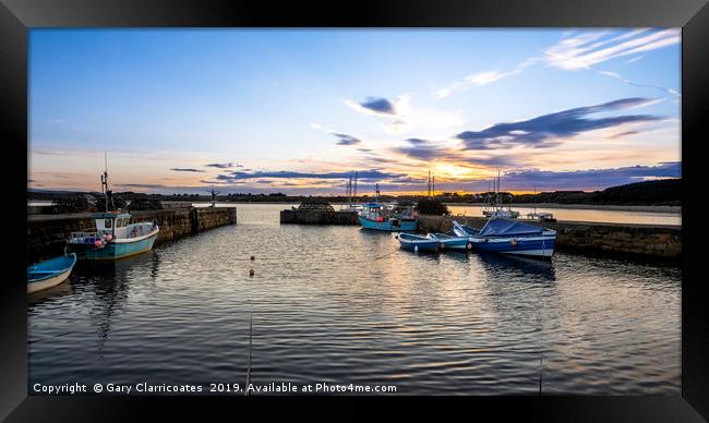 Sunset at Beadnell Framed Print by Gary Clarricoates